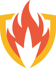 Abstract Fire Shield Logo Design Symbol Emblempowerful Safety Concept Icon