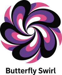 Butterfly Swirl Abstract Petals Colorful Round Shape Design Element Art