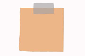 Orange Sticky Note with Transparent Tape on White Background image stock