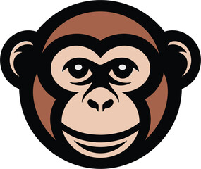 Cartoon Monkey Head Icon Vector Illustration Smiling Happy Face Animal Face