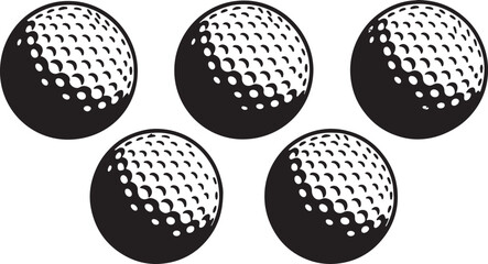 Golf Ball Icon – Close-Up, Three-Dimensional, Isolated on Transparent Background, Vector Illustration