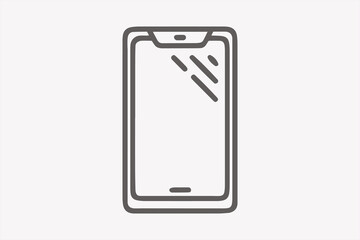 Outline of a Smartphone with a Notch and a Home Button mobile cell