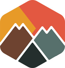 Geometric Mountain Hexagon Graphic Vector Mountain Design With Color Art Icon