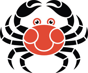 Happy Smiling Cartoon Crab Character With Googly Eyes and Abstract Design