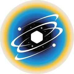 Science hexagon icon vector logo design chemistry atom science structure symbol