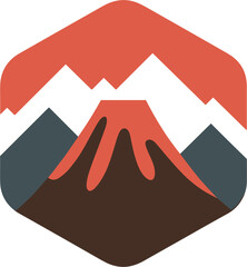 Mountain Graphic Vector With Hexagon Shapes In Blue Brown And Orange Color Art