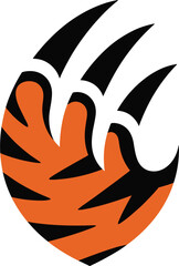 Tiger Paw Logo Design Illustration Orange And Black Graphic Big Cat Footprint
