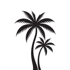 Obraz premium Silhouette of two palm trees for summer theme