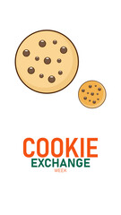 Obraz premium Cookie Exchange Week Poster Banner and Background Abstract Design Template Featuring Assorted Cookies and Holiday Baking Illustration for mobile responsive