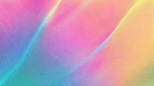 Colorful gradient background with wavy line pattern, featuring pastel pink, blue, yellow, and purple hues, creating soft and dreamy abstract texture