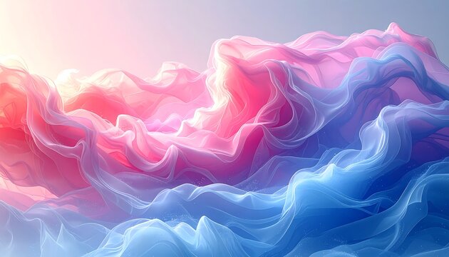 Abstract depiction of flowing, ethereal, and colorful fabric