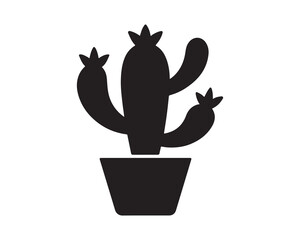Silhouette of a potted cactus for design use