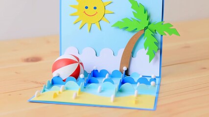 Pop up summer beach greeting card animation - Powered by Adobe