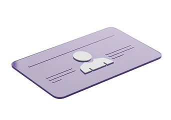 A single light purple birth control pill in its blister pack isolated on transparent background