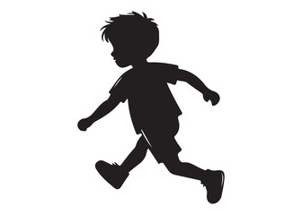 Silhouette of a young boy running