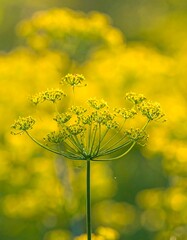 Fototapeta premium Close-up view of yellow flowers with a blurred background of similar flowers