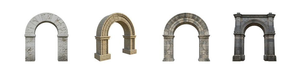 Obraz premium Gothic archways cutout transparent png set