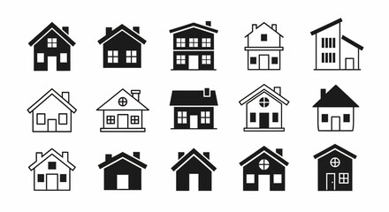 Collection of Simple House Vector Icons Architectural and Real Estate Concepts