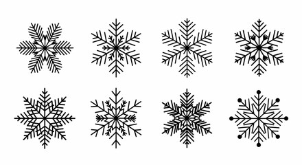 Elegant Snowflake Vector Set Intricate Designs for Winter Graphics