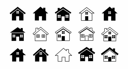 Collection of House Silhouette Vector Designs Assorted Home Icons for Architecture and Real Estate