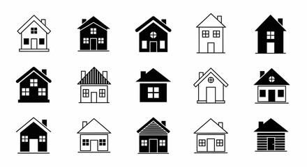 Fototapeta premium Collection of Minimalist House Icons Vector Design Set