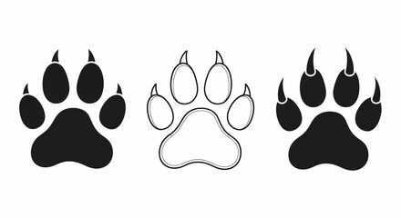 Vector Paw Prints Three Distinct Animal Track Designs for Creative Projects