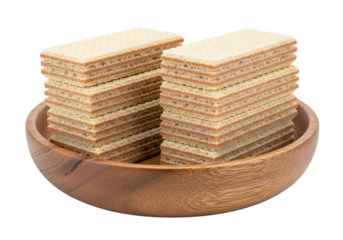 Delicious stack of wafer in a bowl, isolated on a white background for a tasty breakfast snack or dessert