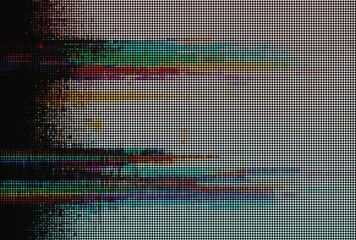 Abstract noisy warm color film photo glitch overlay effect, HD TV vhs glitch screen distorted flickering noise grain texture, analog tv VCR defective screen no signal problem with noise grain 