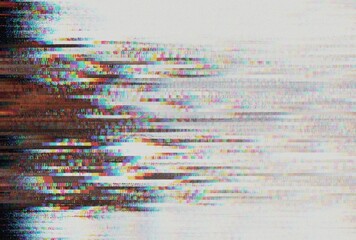 Abstract noisy warm color film photo glitch overlay effect, HD TV vhs glitch screen distorted flickering noise grain texture, analog tv VCR defective screen no signal problem with noise grain 