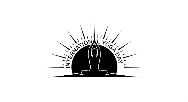 Silhouette of a person meditating in lotus position for international yoga day harmony and inner peace through yoga