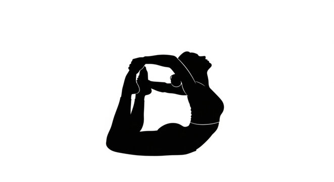 Silhouette of a woman doing bow pose this image is perfect for yoga studios, wellness centers, and health blogs