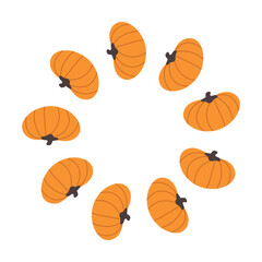 Autumn Thanksgiving Day Halloween wreaths boarder round frames of yellow pumpkins