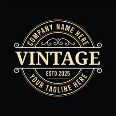 Fototapeta premium Vintage Laurel Circle Vector Logo