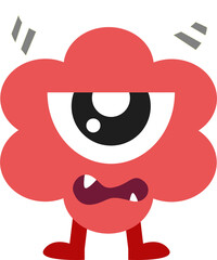 Cute cartoon monster with one large eye and expression, isolated on a transparent background, ideal for children’s designs, stickers, and games.