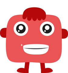 Cute cartoon monster with one large eye and expression, isolated on a transparent background, ideal for children’s designs, stickers, and games.