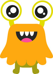 Cute cartoon monster with one large eye and expression, isolated on a transparent background, ideal for children’s designs, stickers, and games.