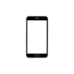 Simple graphic of a modern smartphone with a blank, white screen
