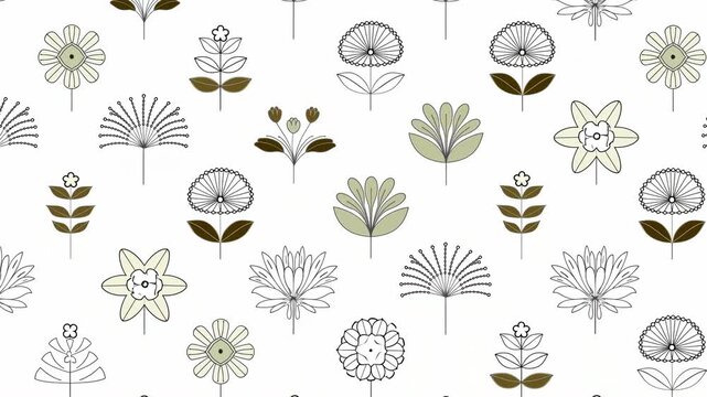 Animated minimalist floral pattern growing slowly