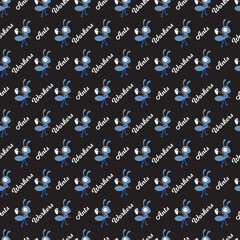 Walking Working Class Ant Shovel Group Pattern. Perfect for kids design, insect illustrations, fabric prints, wrapping paper, and educational projects.