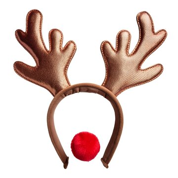 Festive Reindeer Antlers Headband with Red Nose for Holiday Celebrations