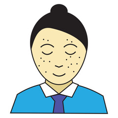 Woman Face Icon with Acne and Skin Problem