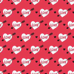 Romantic Love White Heart with Black Arrow Pattern. Perfect for Valentine Day designs, romantic backgrounds, love-themed illustrations, fabric prints, and wrapping paper.