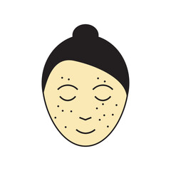 Woman Face Icon with Acne and Skin Problem