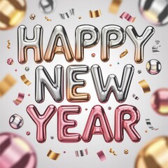 Happy New Year 2025 Celebration Balloons and Confetti | Festive New Year Party Decoration Inspiration