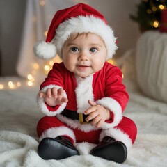 Adorable Baby in Santa Claus Outfit – Cute Christmas Photography