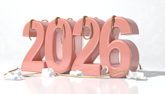 Pastel-colored numbers forming "2026" stacked playfully with rubber ducks and soft clouds, evoking a sense of joy and new beginnings.