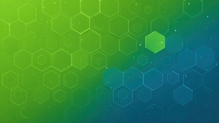 Obraz premium Abstract Geometric Hexagonal Background Design Featuring Vibrant Green and Blue Hues with Modern Tech Aesthetic for Creative Projects