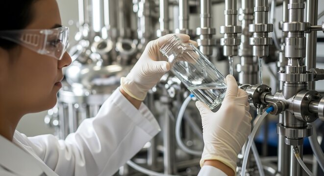 Sterile Water Sampling at Outlet Laboratory Water Quality Testing Industrial Facility Scientific Research