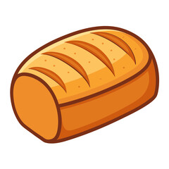 Stylized cartoon loaf of bread with golden brown crust and scoring marks