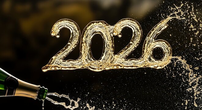 Elegant gold numerals "2026" displayed on a dark background with decorative borders.